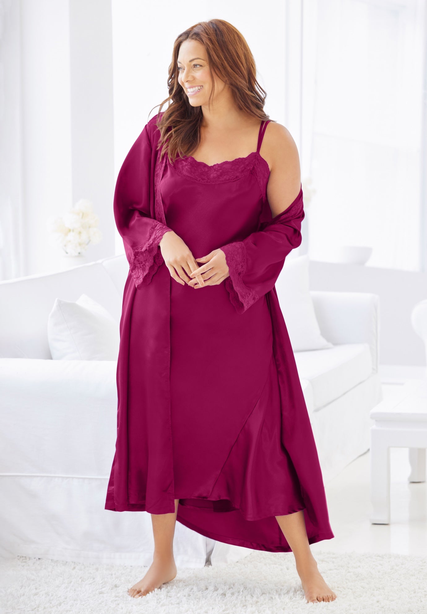 The Luxe Satin Long Peignoir Set image number 0