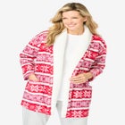 Sherpa Lined Collar Microfleece Bed Jacket  image number null