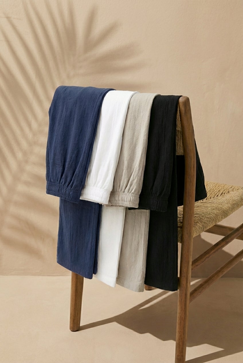 Elastic Waist Gauze Cotton Pants image number 6