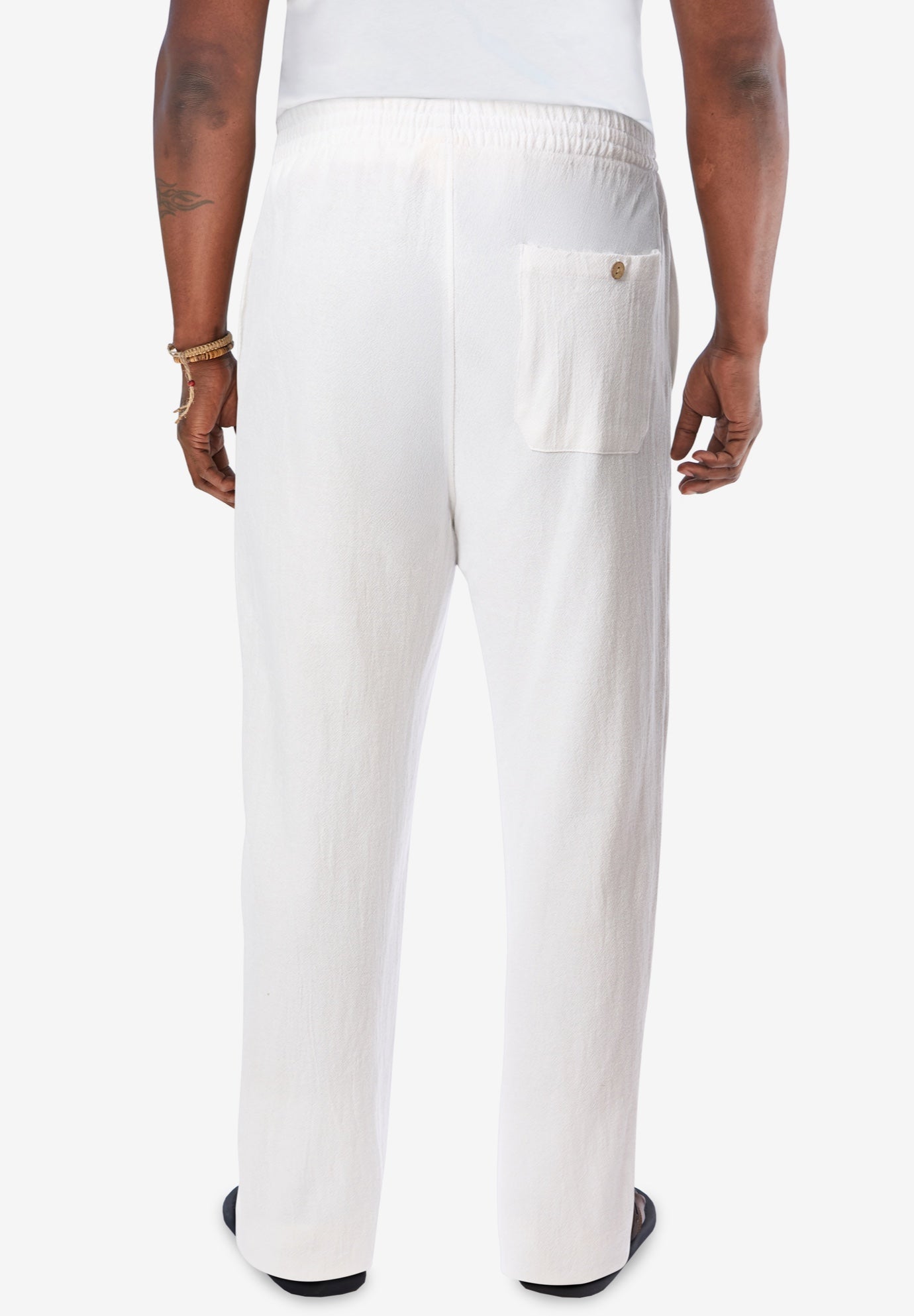 Elastic Waist Gauze Cotton Pants image number 3