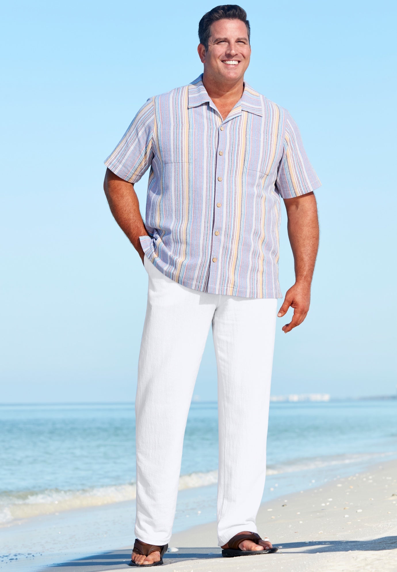 Elastic Waist Gauze Cotton Pants image number 0