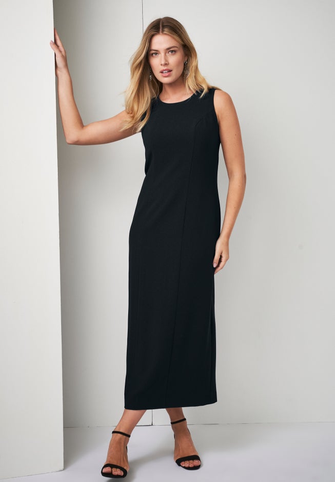 2-Piece Stretch Crepe Single-Breasted Maxi Jacket Dress image number 1