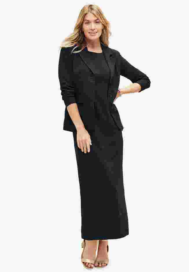 2-Piece Stretch Crepe Single-Breasted Maxi Jacket Dress image number 0
