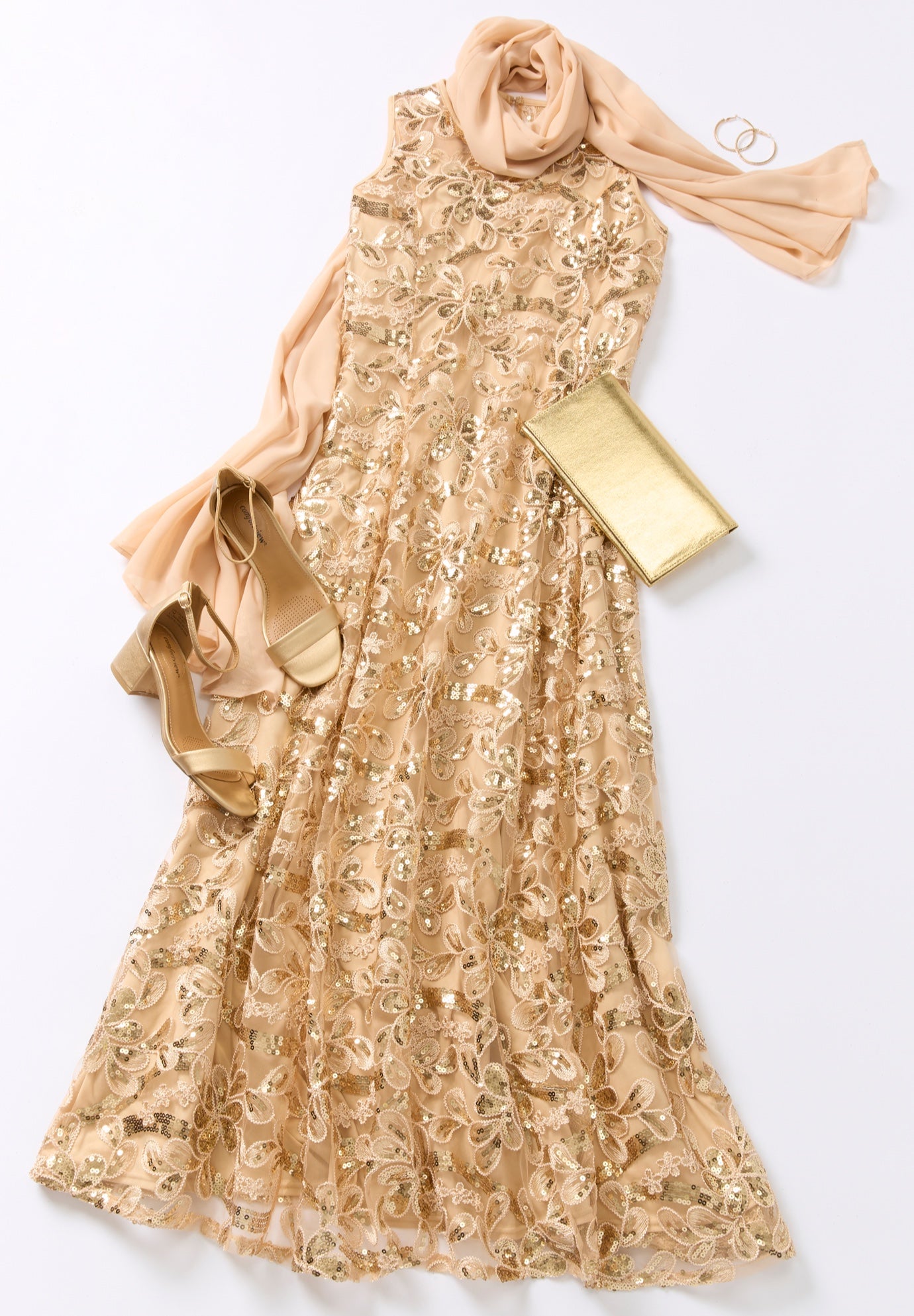 Plus-Size Allover Lace Embellished Shawl Gown image number 4