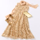 Plus-Size Allover Lace Embellished Shawl Gown image number null