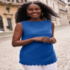 Sleeveless Scallop Boatneck Tee image number null