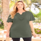 Easy Fit Embroidered Notch-Neck Tunic image number null