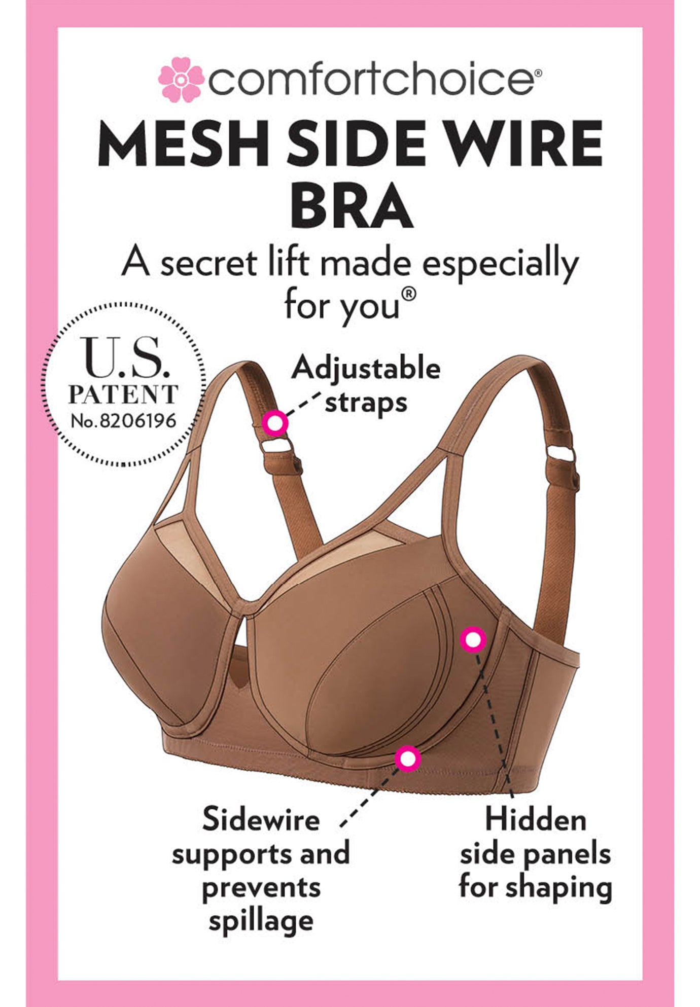 Full Coverage Mesh Side Wire Bra image number 1