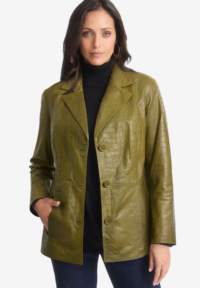 Croc Leather Blazer image number null