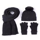 3-Pc Sequin Knitted Hat, Scarf And Gloves Set image number null