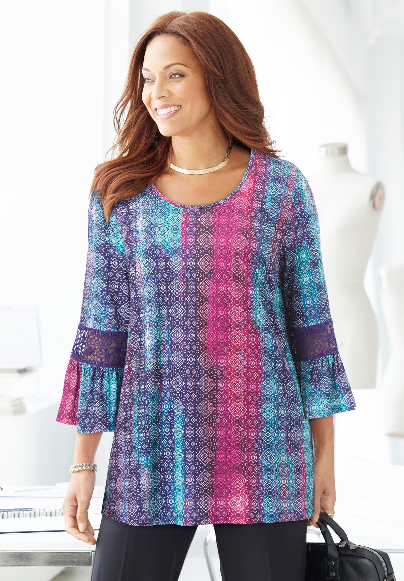 Dream Drape Bella Crochet Trim Top image number 1