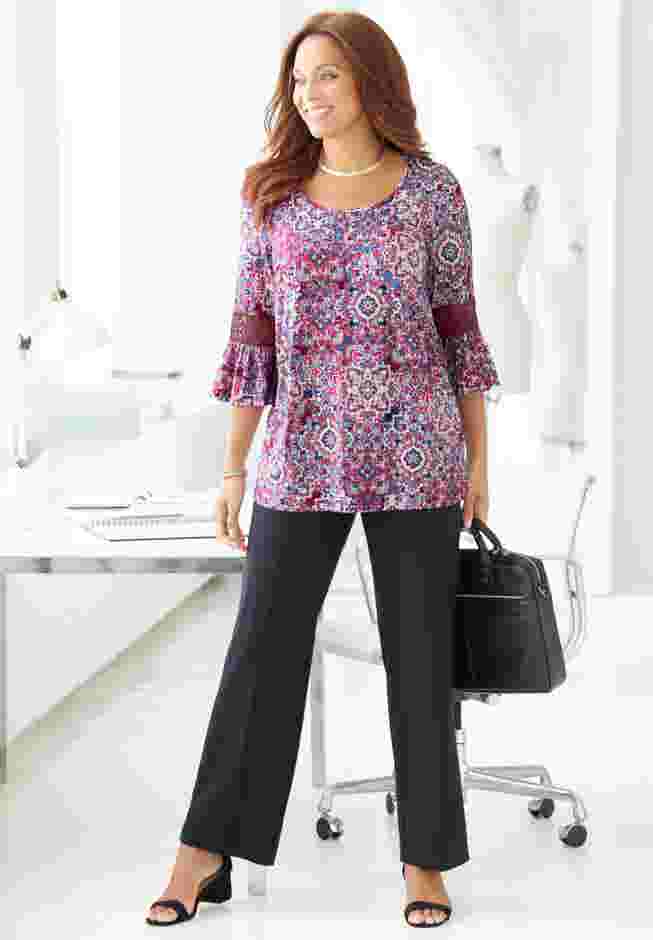 Dream Drape Bella Crochet Trim Top image number 1