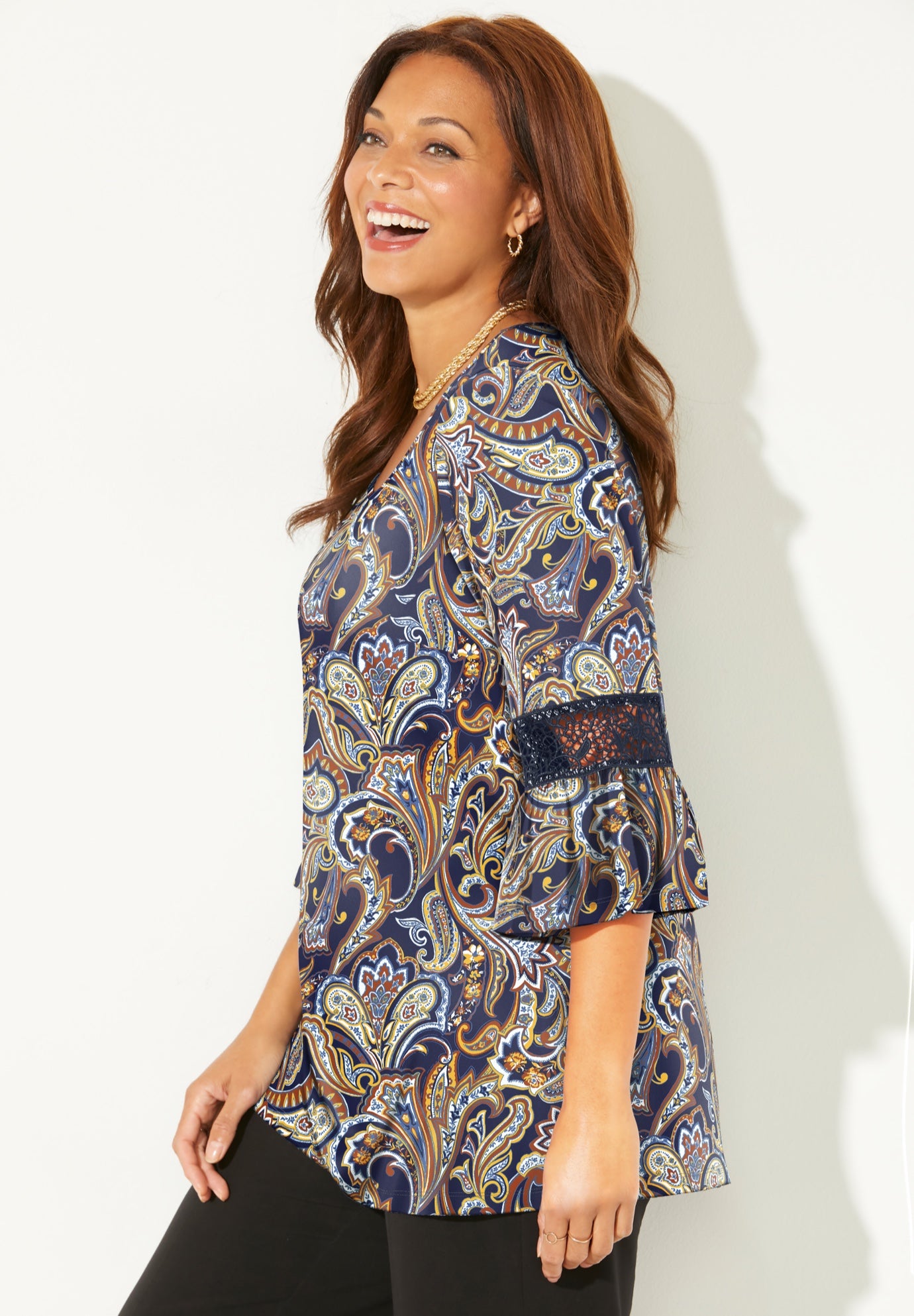 Dream Drape Bella Crochet Trim Top image number 1