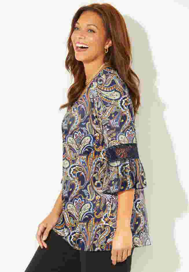 Dream Drape Bella Crochet Trim Top image number 2