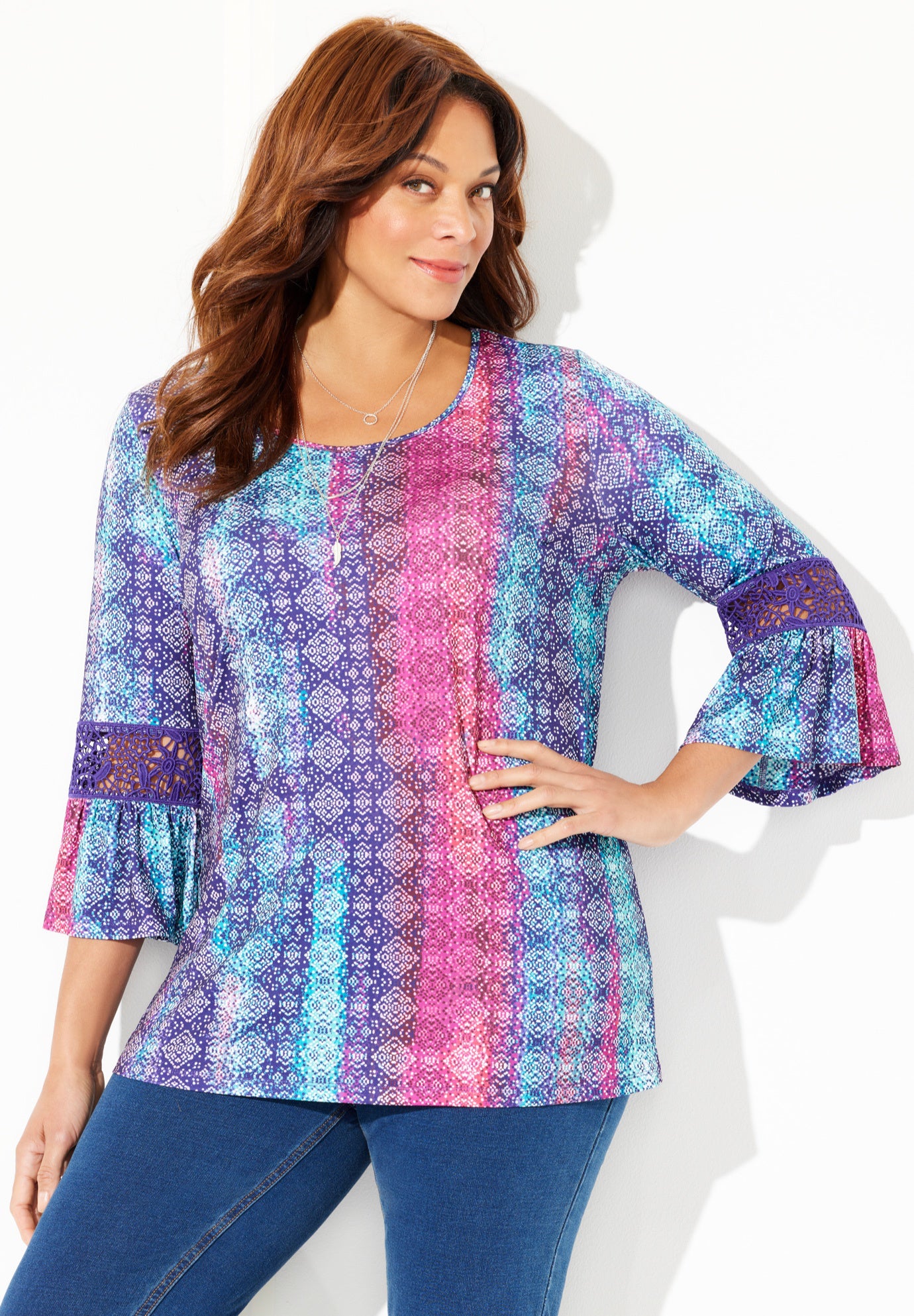 Dream Drape Bella Crochet Trim Top image number 2