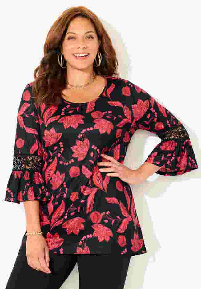 Dream Drape Bella Crochet Trim Top image number 0