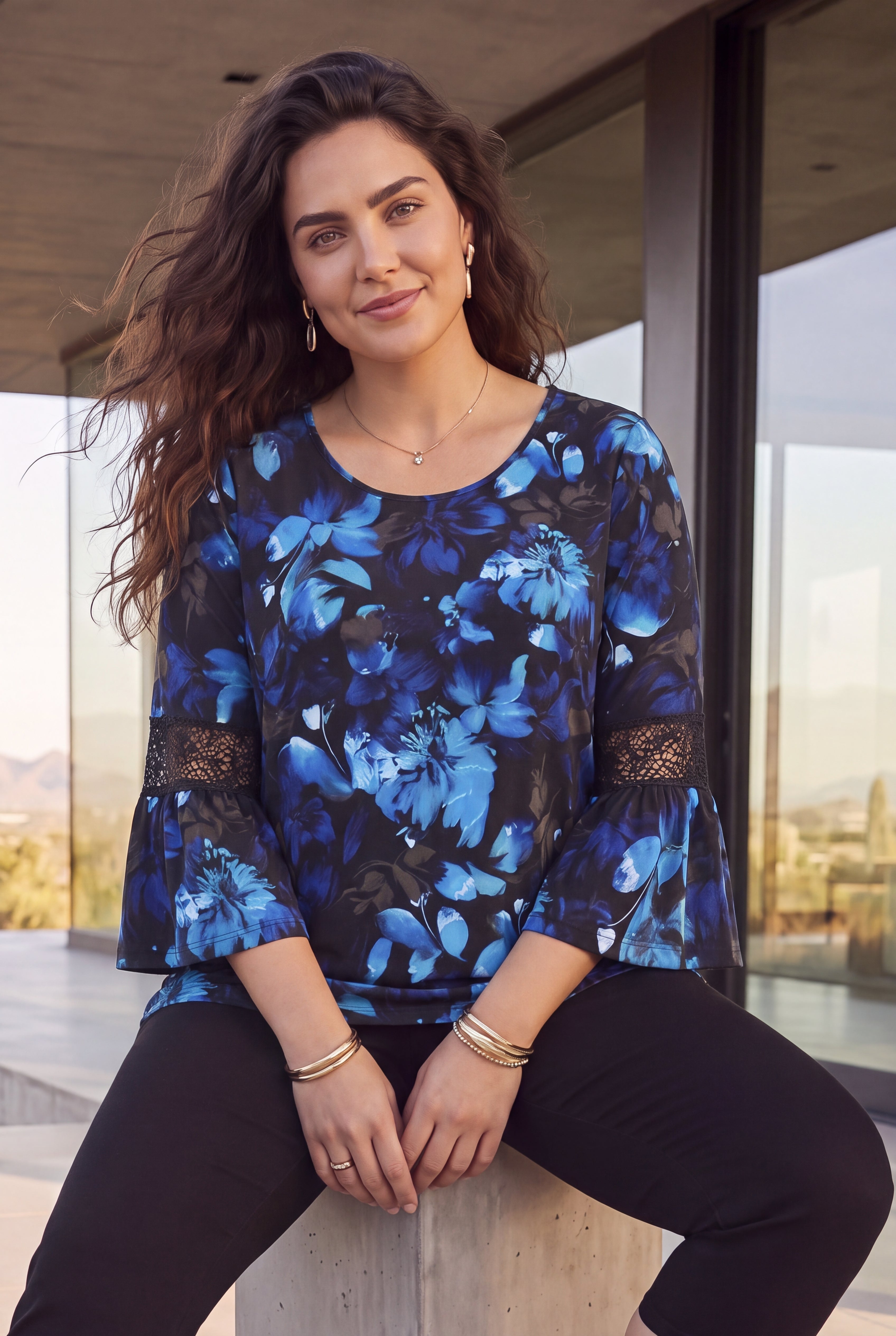 Dream Drape Bella Crochet Trim Top image number 0