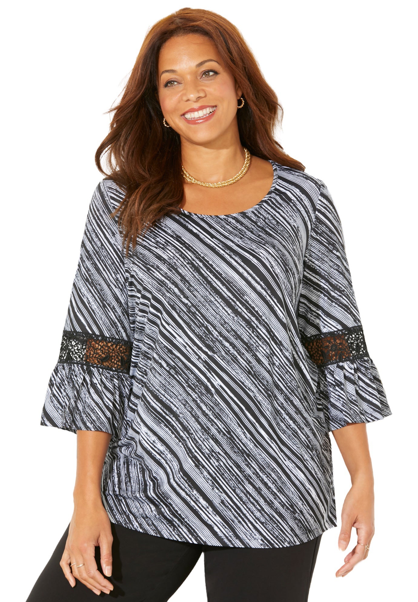 Dream Drape Bella Crochet Trim Top image number 0