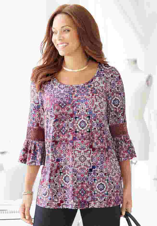 Dream Drape Bella Crochet Trim Top image number 0