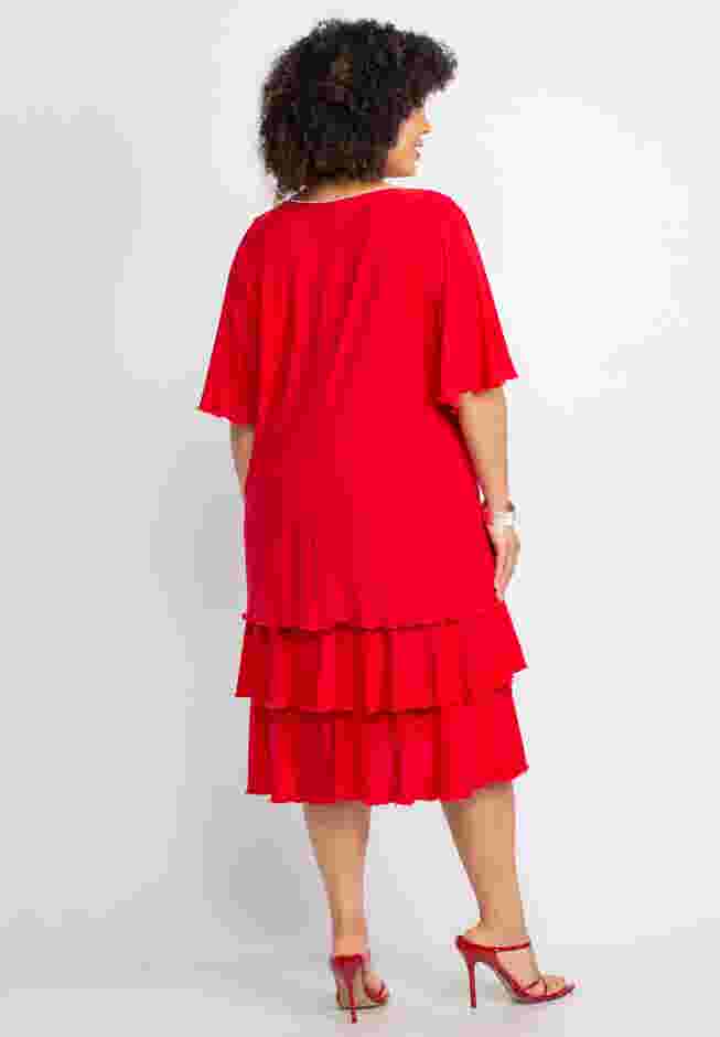 Embellished Keyhole Midi-Tier Dress image number 1