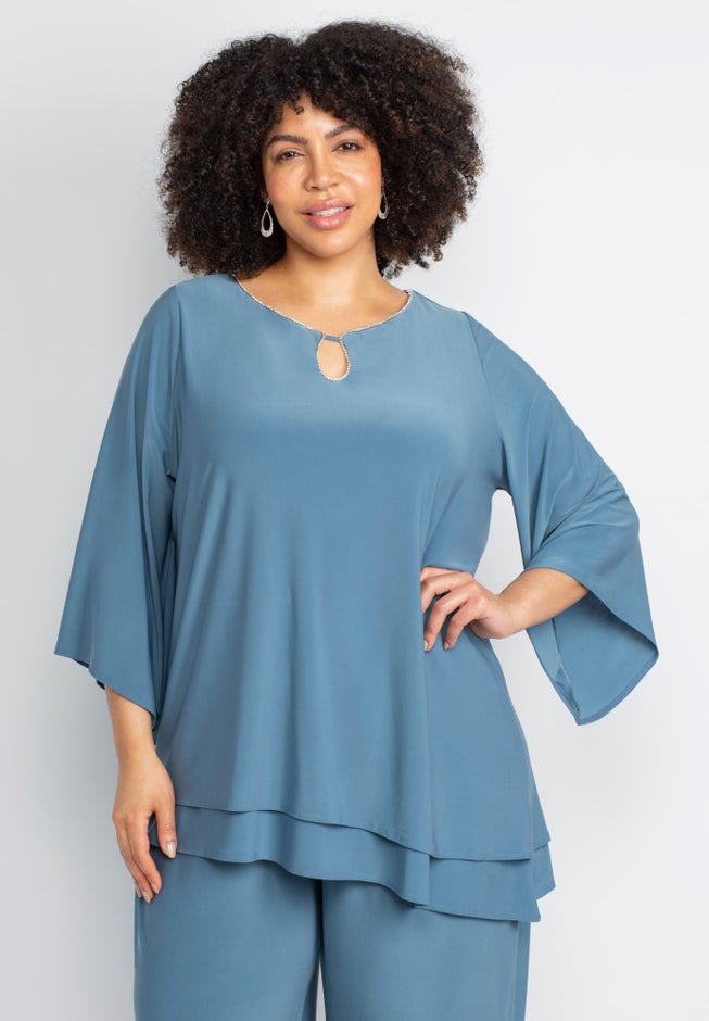 2-Piece Embellished Keyhole Pant Set image number 2