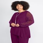 2-Piece Beaded Mesh Sleeve Pant Suit image number null