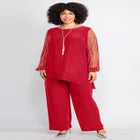 2-Piece Beaded Mesh Sleeve Pant Set image number null