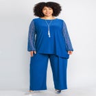 2-Piece Beaded Mesh Sleeve Pant Suit image number null