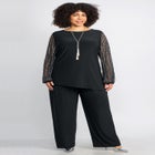 2-Piece Beaded Mesh Sleeve Pant Set image number null