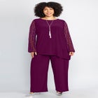 2-Piece Beaded Mesh Sleeve Pant Suit image number null