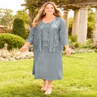 2-Piece Sequin & Charmeuse Jacket Dress Set image number null