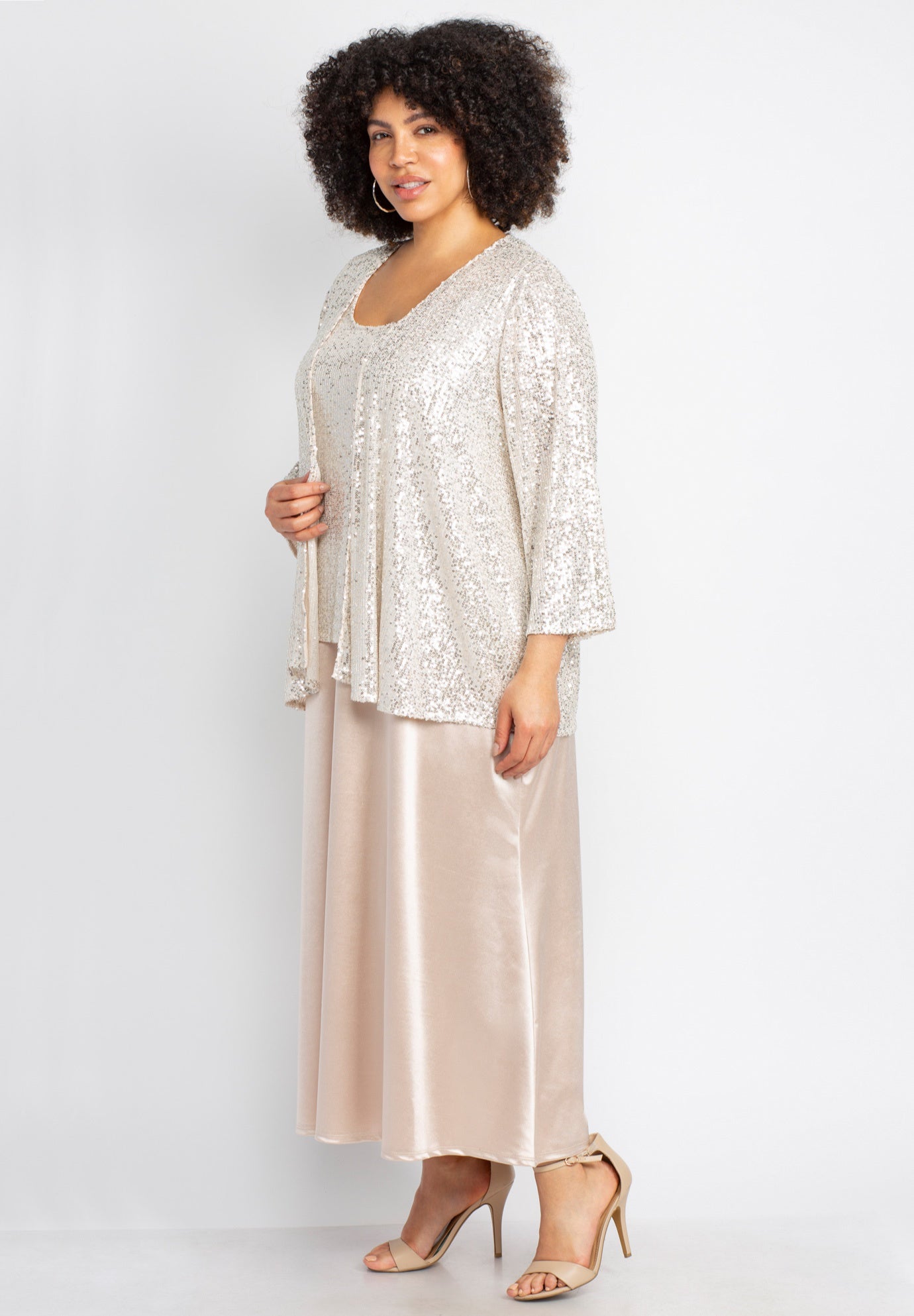 2-Piece Sequin & Charmeuse Jacket Dress Set image number 4