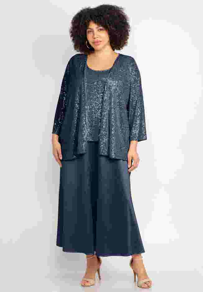 2-Piece Sequin & Charmeuse Jacket Dress Set image number 0