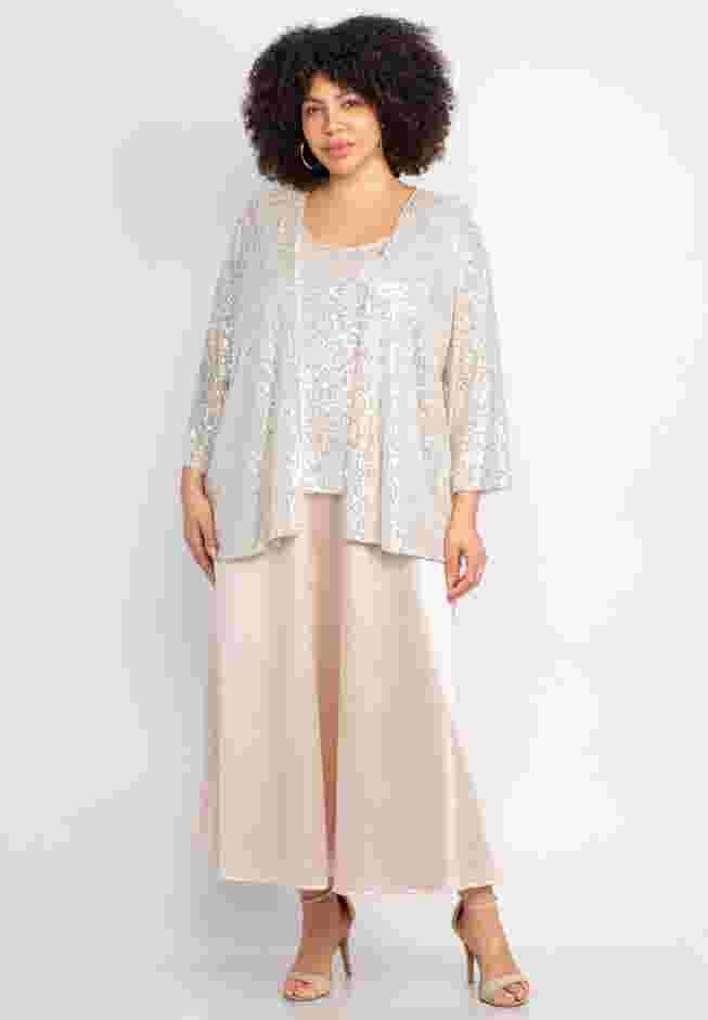 2-Piece Sequin & Charmeuse Jacket Dress Set image number 0