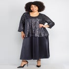 2-Piece Sequin & Charmeuse Jacket Dress Set image number null