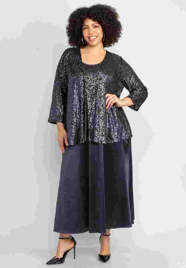 2-Piece Sequin & Charmeuse Jacket Dress Set image number 0