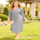 2-Piece Sequin & Charmeuse Jacket Dress Set image number null