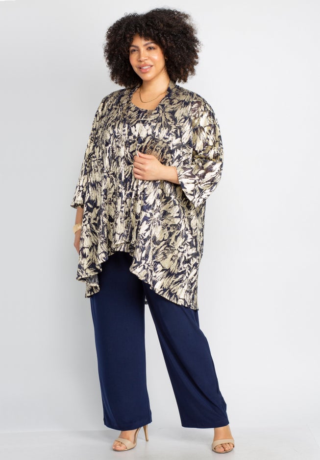 3-Piece Foil Print Pant Set image number null