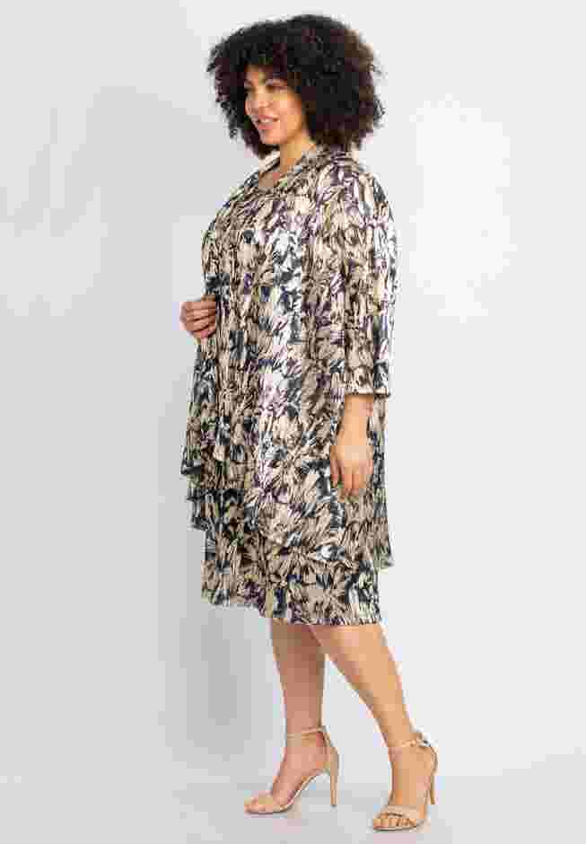 2-Piece Foil Print Jacket Dress Set image number 2