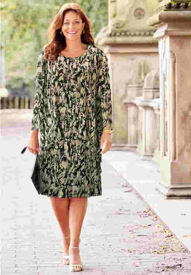 2-Piece Foil Print Jacket Dress Set image number 0