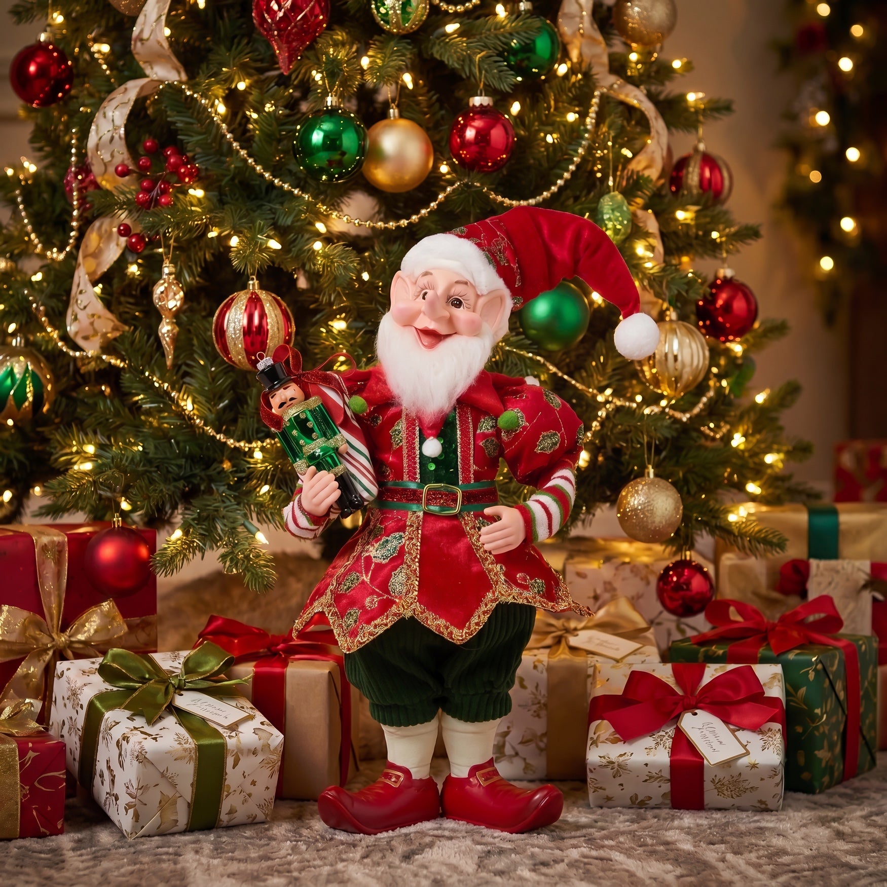 16"H Elf With Ornament Garland image number 1