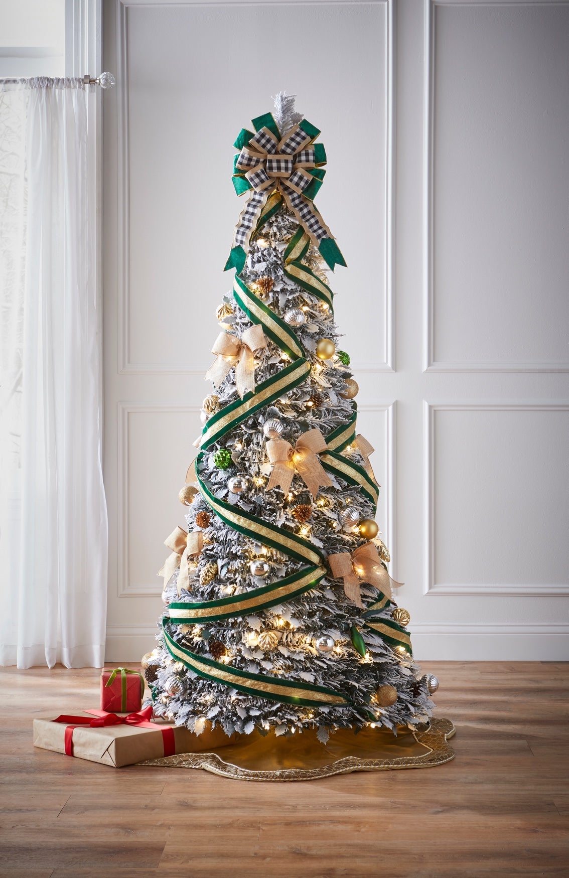 6FT Pre-Lit Flocked Pop-Up Tree image number 0