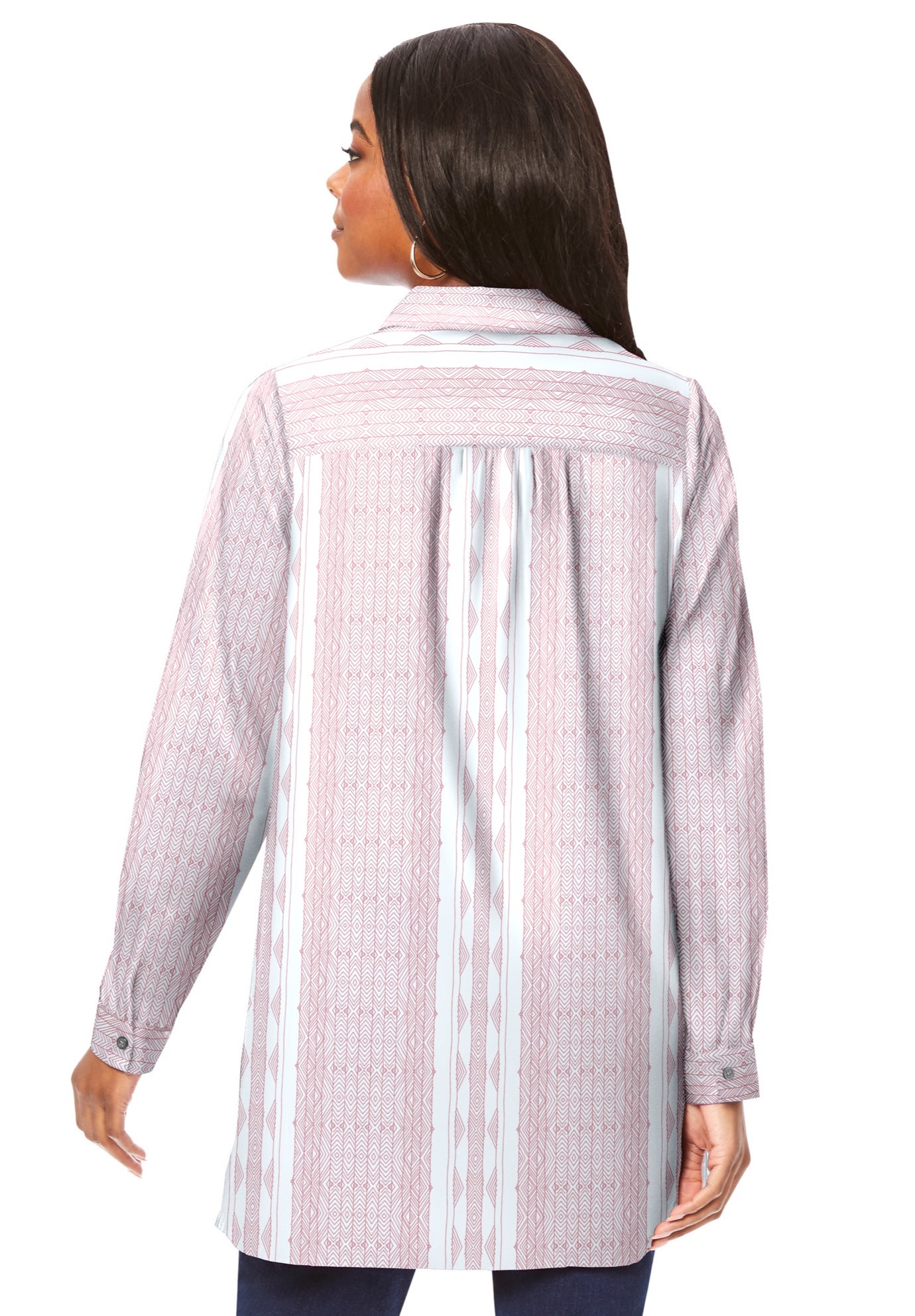 Kate Long-Sleeve Crisp Cotton-Blend Button-Front Tunic image number 2