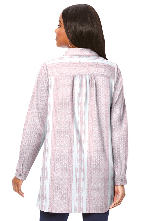 Kate Long-Sleeve Crisp Cotton-Blend Button-Front Tunic image number 2