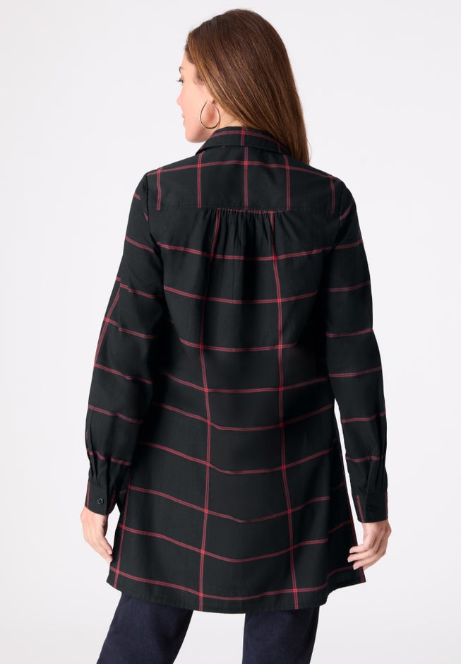 Kate Long-Sleeve Crisp Cotton-Blend Button-Front Tunic image number 1