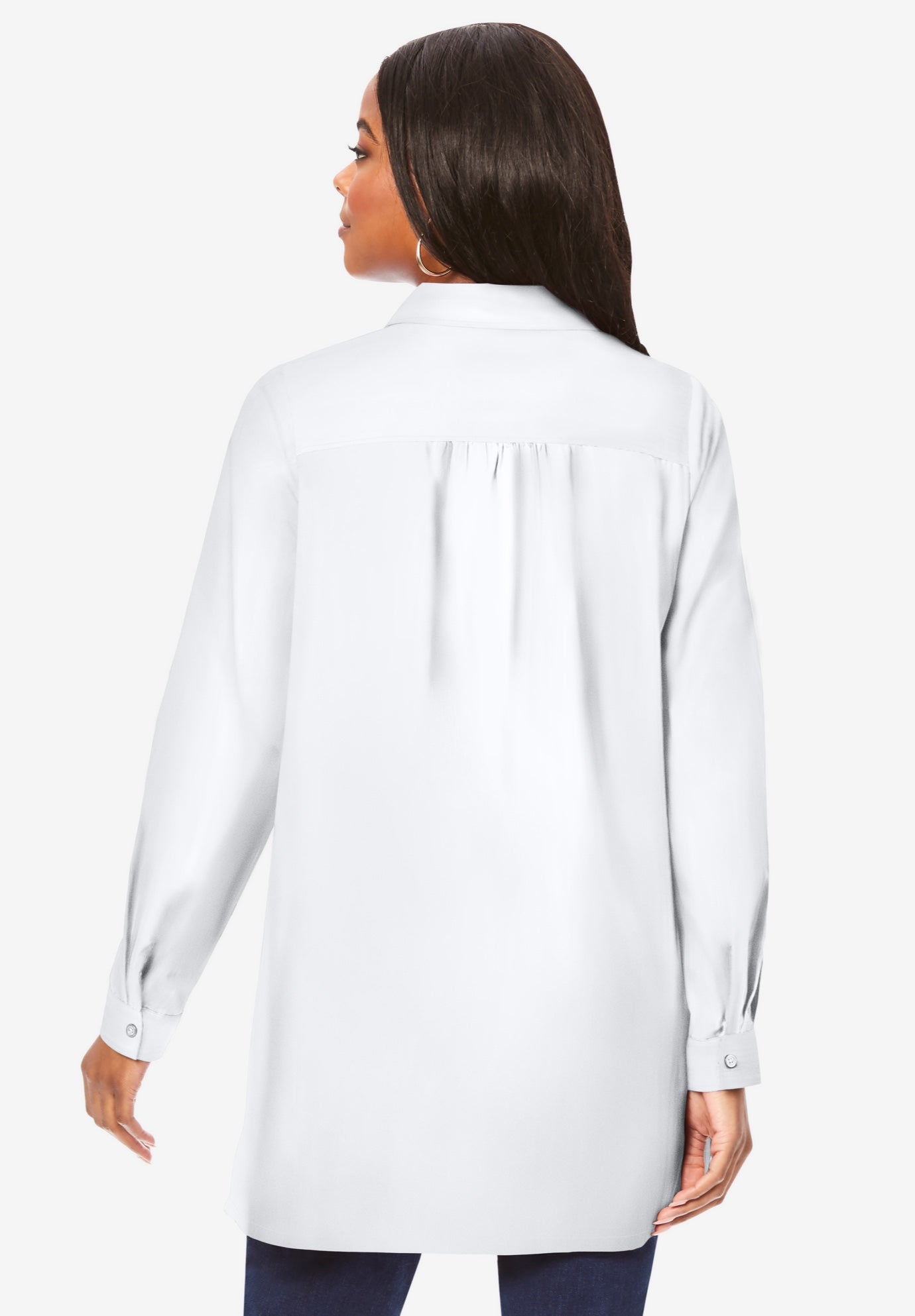 Kate Long-Sleeve Crisp Cotton-Blend Button-Front Tunic image number 2
