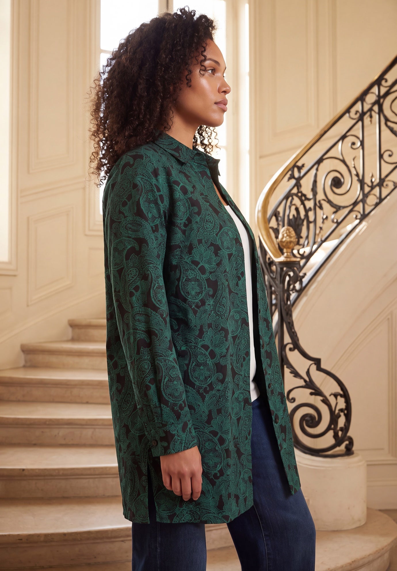 Plus Size Kate Long Sleeve Easy Cotton-Blend Button-Front Shirt image number 2