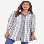 Plus Size Kate Long Sleeve Tunic Easy Cotton-Blend Button-Front Shirt image number null