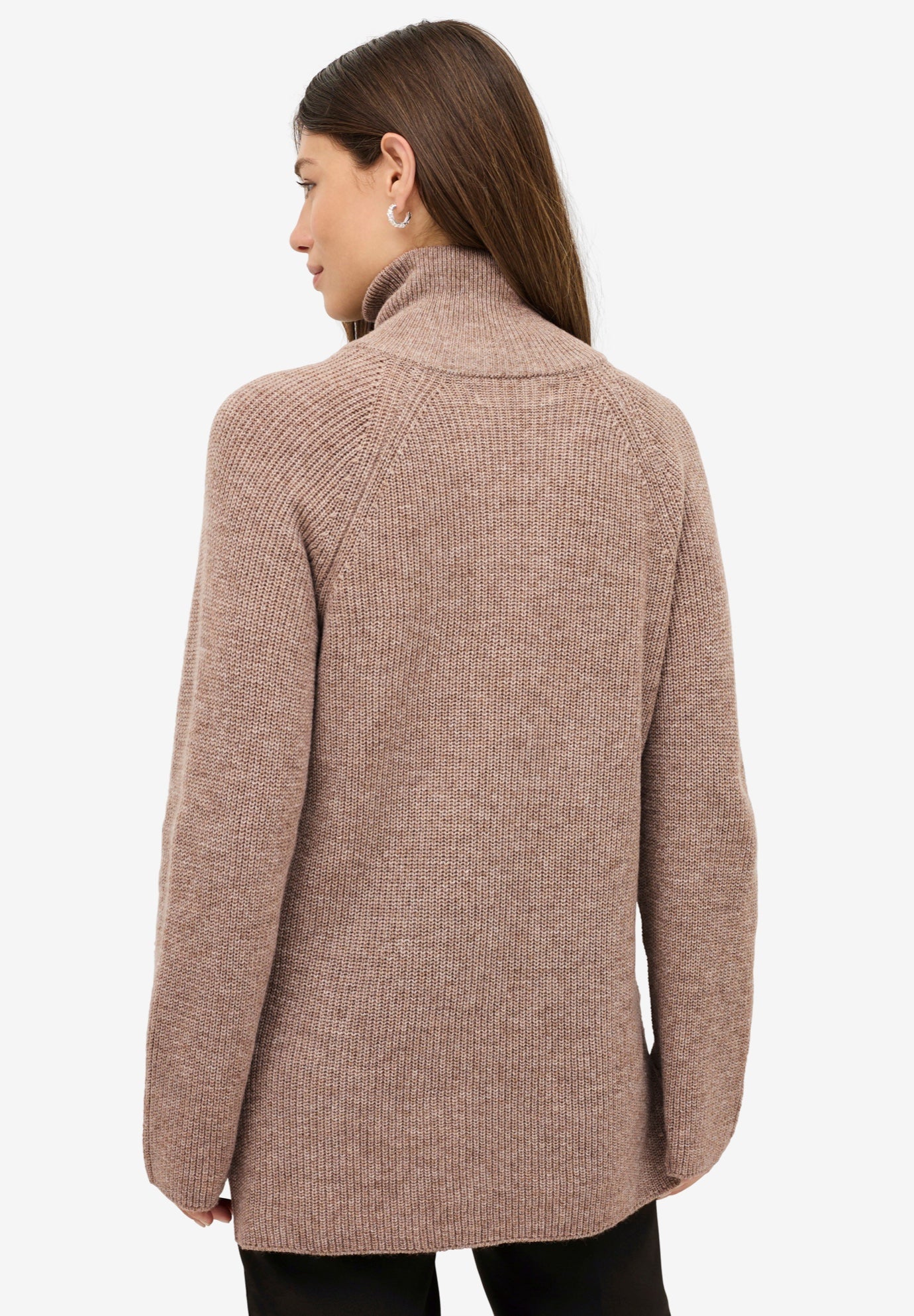 &frac14; Zip Sweater Tunic With Side Slits image number 1