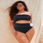 Rosette Shimmer Cut-Out Bandeau One Piece Swimsuit image number null